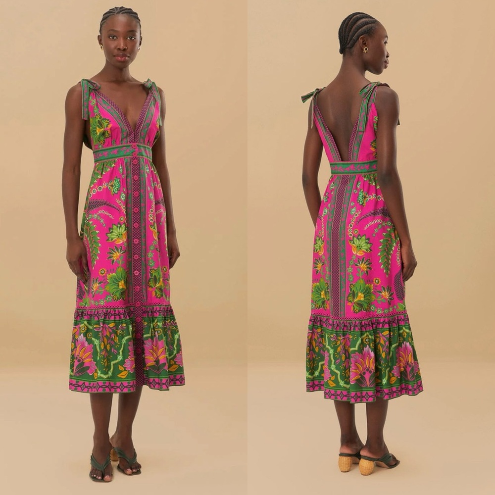 NWT Farm Rio Ana Tapestry Midi Dress